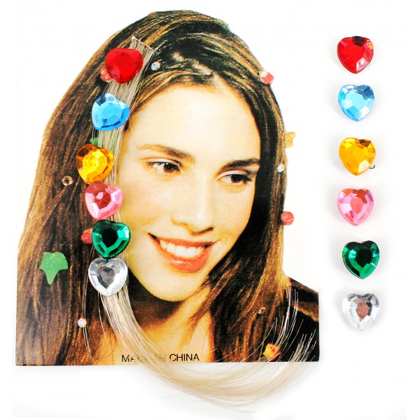 144 Pieces Velcro Hair Jewels , Solitaire style - S-001B
